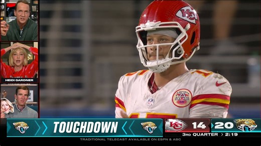 Heidi Gardner and the Manning brothers react to this Jaguars' pick-six 😅 🏈 Watch the ManningCast on ESPN2 and the ESPN App Omaha Productions | Jacksonville Jaguars | SportsCenter