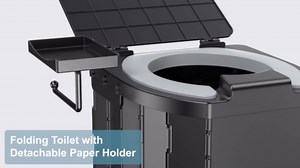 Camping Toilet - Upgraded soft toilet seat with urine Splash Guard, Folding Toilet with Detachable Paper Holder, Portable toilet with a load capacity of 500 lbs, Portable Potty For Emergency Use