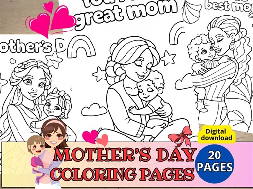 Mother’s Day Coloring Pages for Kids & Teens, Printable Mom and Child Illustrations, Inclusive Coloring Book Mandala PDF, Best Mother Craft - Etsy
