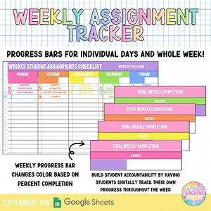 Google Sheets Student Digital Weekly Assignment Tracker