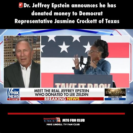 🚨Dr. Jeffrey Epstein announces he has donated money to Democrat Representative Jasmine Crockett of Texas | Marjorie Taylor Greene Fan Club