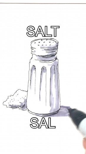 Drawing Salt in Spanish and English | Learn Spanish and English Vocabulary through Art