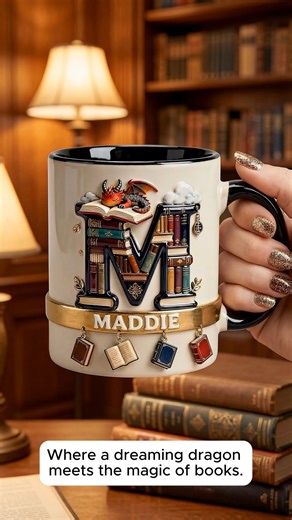 🐉📚 What if your favorite book and a dragon guarded your morning coffee? Have you found your letter yet on this Vintage Book Dragon Alphabet Mug? ☕✨ Get it here 👉 macustom.com/02qhdt231225 Worldwide Shipping #macustom #personalizedgifts #giftideas #giftsforbooklovers #booklovergift #booklovers #mugs | Wonder Gift Land