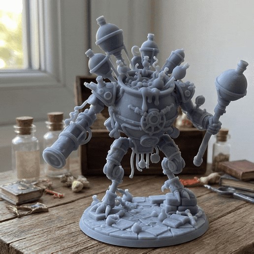 Potion Walker - Alchemical Cauldron Golem | Steampunk Artificer Construct