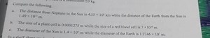 4. Compare the following.a. The distance from Neptune to the S... | Filo
