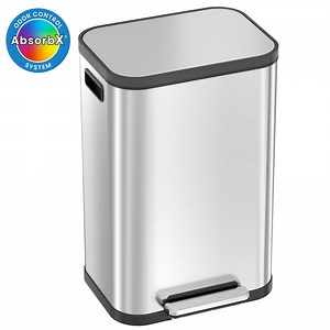 iTouchless SoftStep ProX 13.2 Gallon Step Pedal Trash Can with AbsorbX Odor Filter, Stainless Steel and Plastic Removable Inner Bucket, 50 Liter Garbage Bin for Kitchen, Home, Office, Business