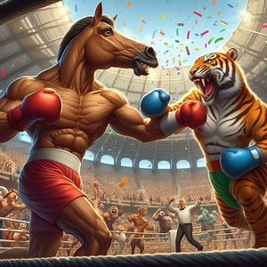 Epic Animal Showdown: Tiger vs. Opponent in the Boxing Ring!