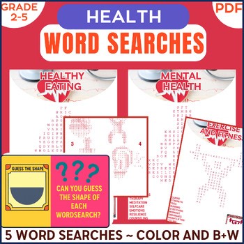 Health Word Search Puzzles Eating Exercise Fitness Illness Medical Terms