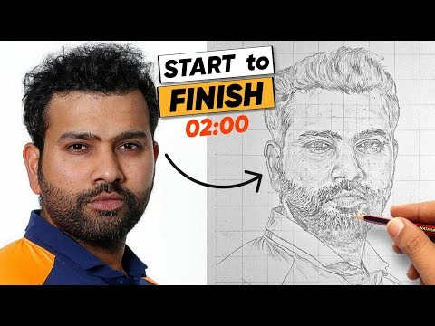 Full Face Outline Drawing Process using Grid Method | Rohit Sharma