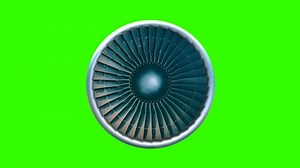 jet aircraft engine green screen. 3d animation