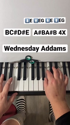 Wednesday Addams Theme Song Piano Tutorial 🤗 #wednesdayaddams #pianotutorial