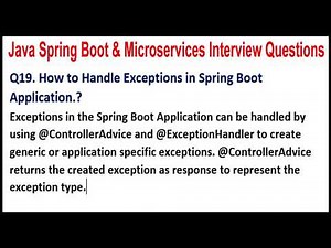 Java Spring Boot & Microservices Interview|Q19. How to Handle Exceptions in Spring Boot Application?
