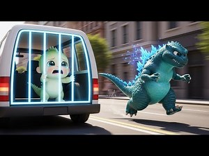 Mom Godzilla Saves Baby Godzilla from Car Animal Catcher 💚🚙