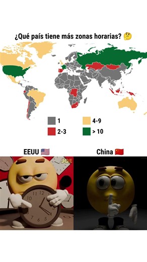 Países con más zonas horarias 🗺️ #Geografía #MapaMundial #Turismo #Viajes