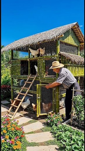 This bamboo chicken coop design is genius #diy #construction #farming