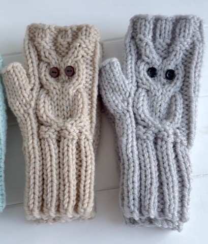 OWL Knitting Pattern: Child and Adult Owlie Gloves, Bird Lover Outdoor Wear, No Finger Mittens, Owl Fingerless Mitts, (english PDF) - Etsy