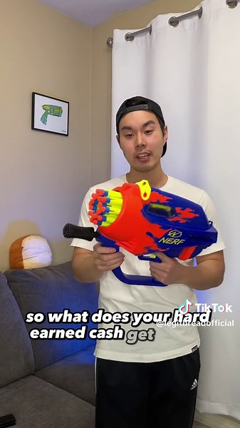 Were you alive when the first full auto Nerf blaster came out over 20 YEARS AGO? Let’s see how good this blaster performs today! 🍞 #nerf #nerfthrifting #nerfblasters #vintagetoys