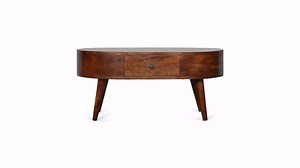 Elegant Oval Chestnut Coffee Table With Drawer - Etsy