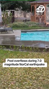 97K views · 929 reactions | Video shows how the violent shakes from a 7.0 magnitude earthquake in NorCal caused pool waters to overflow in Chico, California. Live updates here: https://abc7ne.ws/4g1sPXA | ABC7 News | Facebook