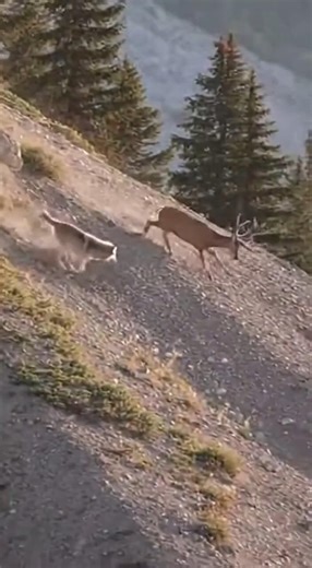 Deer Slips Off Cliff While Wolves Close In… Then THIS Happens#wildlife #nature #animals