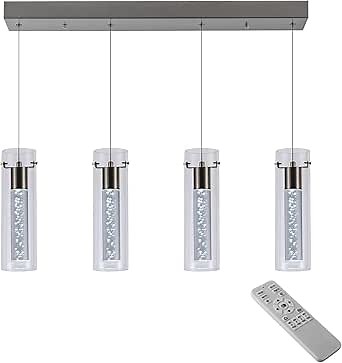 Pendant Lights Kitchen Island with Remote, 3000K-6000K Dimmable LED Brushed Nickel Pendant Light Fixtures, Modern Kitchen Pendant Lighting Over Island for Dining Room & Bar Counter