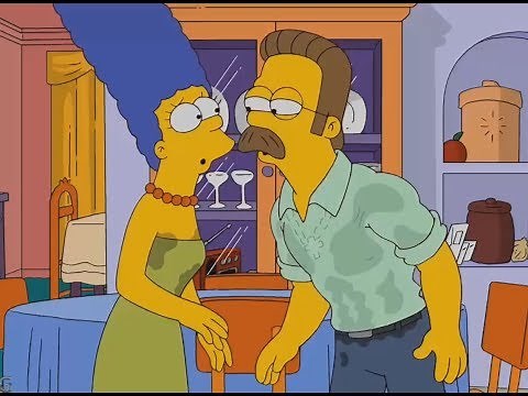 The Simpsons - Ned Flanders Suddenly Kisses Marge!