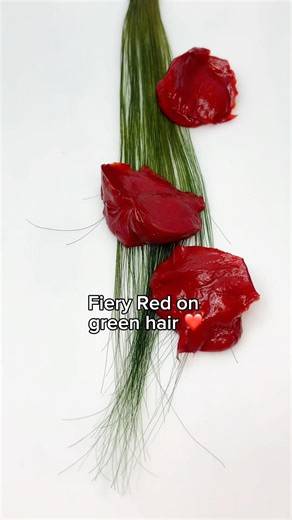 Fiery Red semi-permanent color on green hair ❤️‍🔥 Pallure Color Pigment Refresher