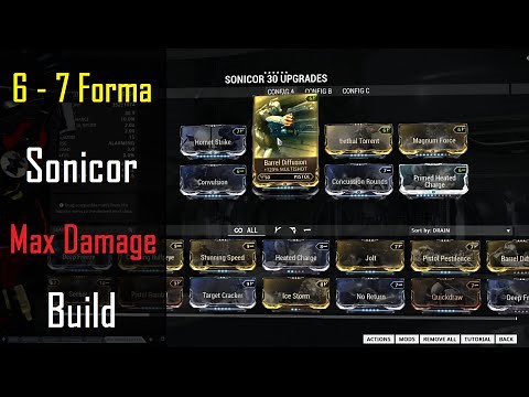 Warframe Weapon Builds - Max Damage Sonicor Build (6-7 Forma)