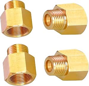 AOPANDA 1/4 NPT Male to 3/8 NPT Female Reducer Adapter, NPT Brass Pipe Fittings Adapter, 1/4 Male NPT to 3/8 Female Brass Reducer Pipe Extension Connector for Gas/Fuels/Oil, Pack of 4.