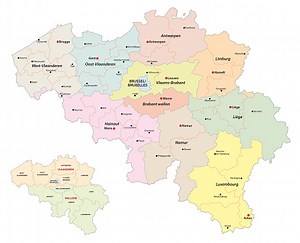 administrative vector map of belgium regions, provinces and districts