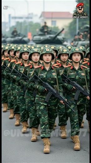 Red Star Precision: Stunning Vietnamese Female Soldiers Marching on Parade!