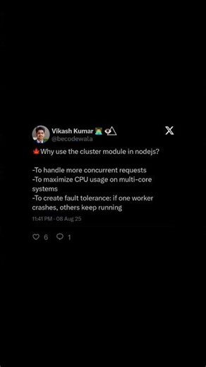 cluster module in nodejs explained in 60 seconds ⚡ | handle multiple requests efficiently