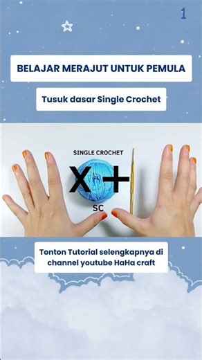 Tutorial merajut tusuk single crochet #belajarmerajut #merajut #crochet #belajarmerajutpemula