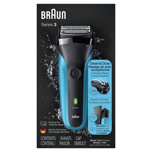Braun Series 3 310s Rechargeable Wet&Dry Electric Shaver, blue - Walmart.ca