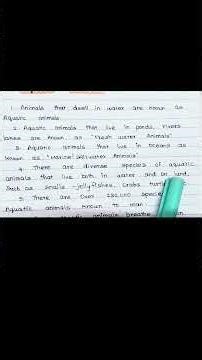 Fresh water animals - essay writing