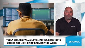 Tesla Shares Fall 5% Premarket, Extending Losses From 8% Drop Earlier This Week