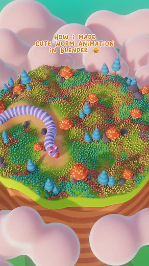 How i made a cute worm animate in #blender #blender3d #3dart #3danimation #blenderart #animate #cuteart #3d #3dillustration #animation #vi_3dartist #artontiktok