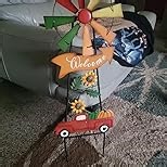 TERESA'S COLLECTIONS Fall Decor for Outdoor Home, Metal Pumpkin Fall Decorations Wind Spinner Yard Stakes Welcome Sign for Thanksgiving Decorations, Rustic Autumn Sunflower Decor for Lawn Patio, 26"