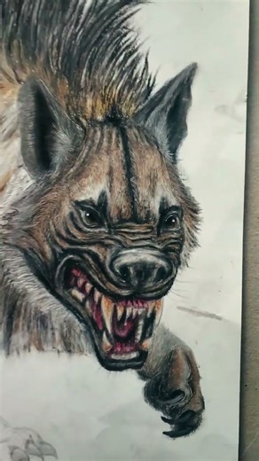 hyena drawing oil pastel 🔥 #youtubeshorts #shorts