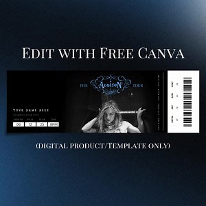 Addison Rae Tour Ticket Template | Customizable Concert Ticket With Canva - Etsy