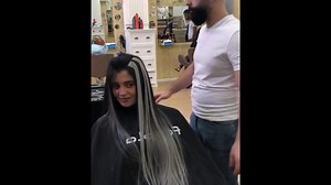 The art of creating smoky silver ombre long wave hair transformation
