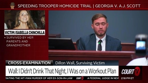 Dillon Wall, who was driving at the time of the fatal crash with then-trooper Anthony James A.J. Scott, testifies in Scott's homicide trial. #CourtTV What do YOU think? ⚖️ https://trib.al/Tjflt6g | COURT TV