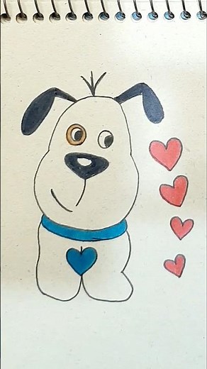 Easy Cute Dog Coloring for Kids | Step-by-Step Puppy Drawing with Hearts ❤️