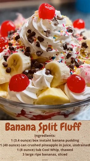 🍌 Banana Split Fluff Sundae Bowl | Cakecrafted Recipes