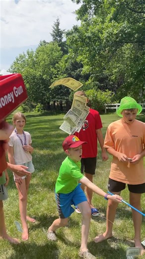 16K views · 187 reactions | $100 Money Catch challenge -- family game  Kids, Mom, Dad, and whole family play outdoor lawn game with butterfly net where they catch money. Funny and easy game for family reunions or summer parties. This video was produced by Family Game Night, Network Media, and Benson Bros. (for entertainment purposes only) | Family Game Night | Facebook