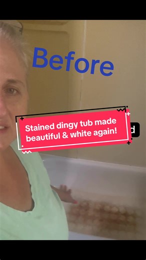 Restore stained AND dingy tub plus yellow tub surround. This looked so bad. My first thought was replace it. I got the rust oleum tub & tile epoxy kit from lowes. I bought 2 boxes I applied 3 coats. Turned out so good