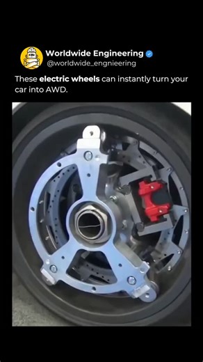 WORLDWIDE ENGINEERING 🌍 on Instagram: "Traction no longer depends on a full drivetrain rebuild. These electric wheel modules mount directly onto a vehicle and deliver instant torque at each wheel, effectively creating all-wheel drive without redesigning the entire powertrain. As the car moves, power is distributed exactly where grip is needed, showing how responsive electric propulsion can be when applied at the wheel itself. This modular approach highlights where mobility is heading. Instead o