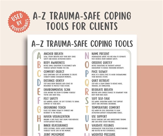 A–Z Trauma Safe Coping Tools, Trauma Healing Guide, Emotional Recovery Printable, Mental Health Worksheet, Stress Relief Skills Chart - Etsy Canada