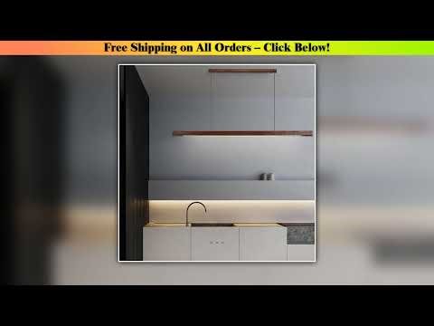 Modern Simple Pendant Lights Wooden Long Linear Hanging Lamp Table LED Light Kitchen Island