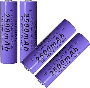 14500 Rechargeable Battery 2500mAh 3.7V Lithium Batteries Button Top 4 Pack Battery for Flashlight Headlamp
